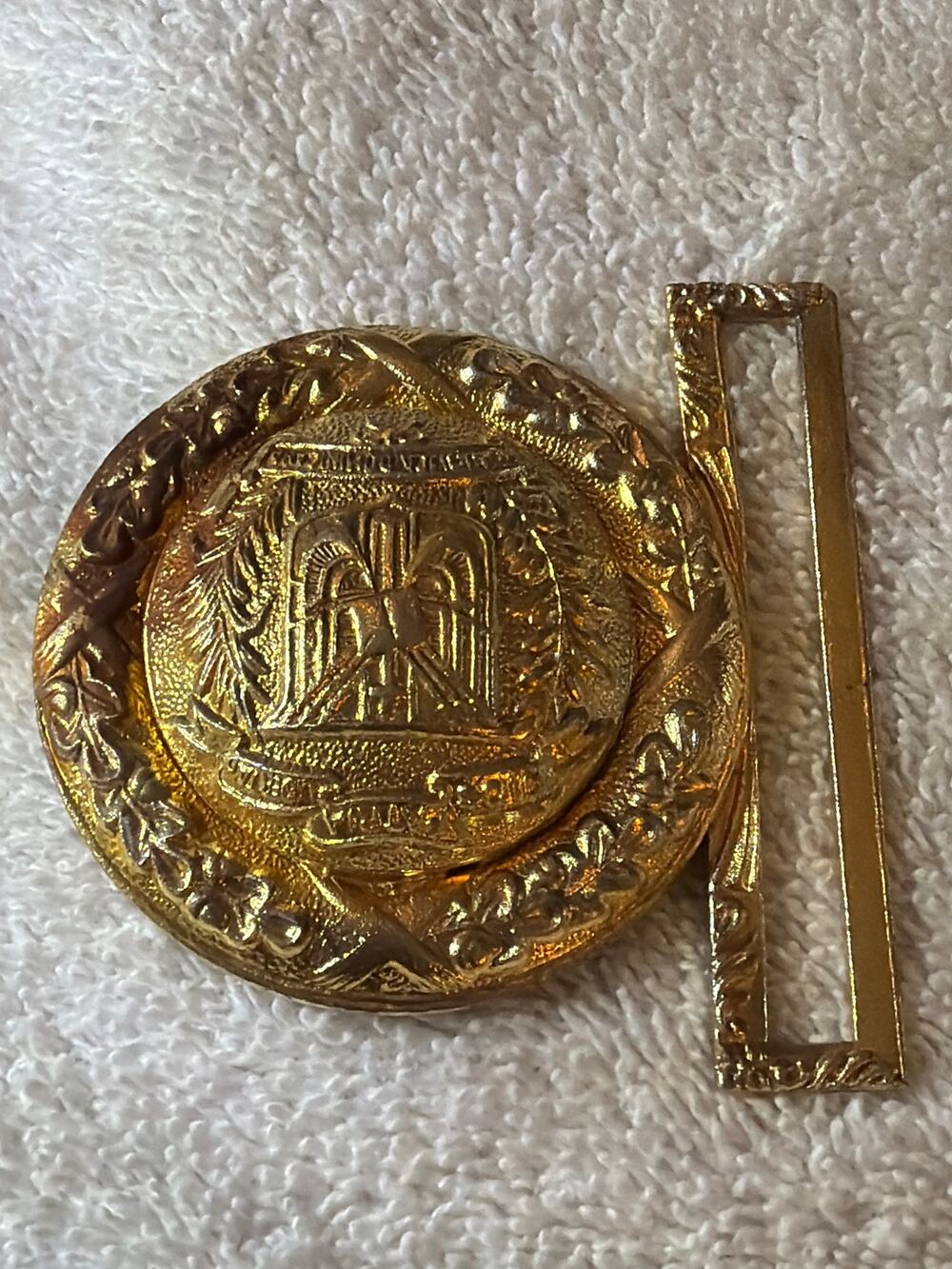 Vintage Dominican Republic Army Officer Gilt Dress Uniform Belt Buckle Military